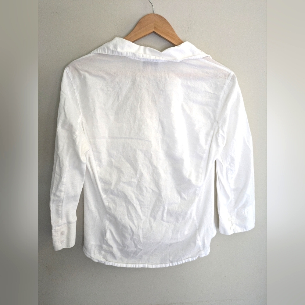 Talbots White Button Down Top Size M Vintage - image 5